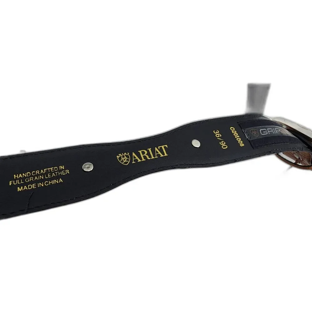 Ariat Men's Black & Brown Leather Belt Silver Embellishments size 36 - Picture 5 of 6